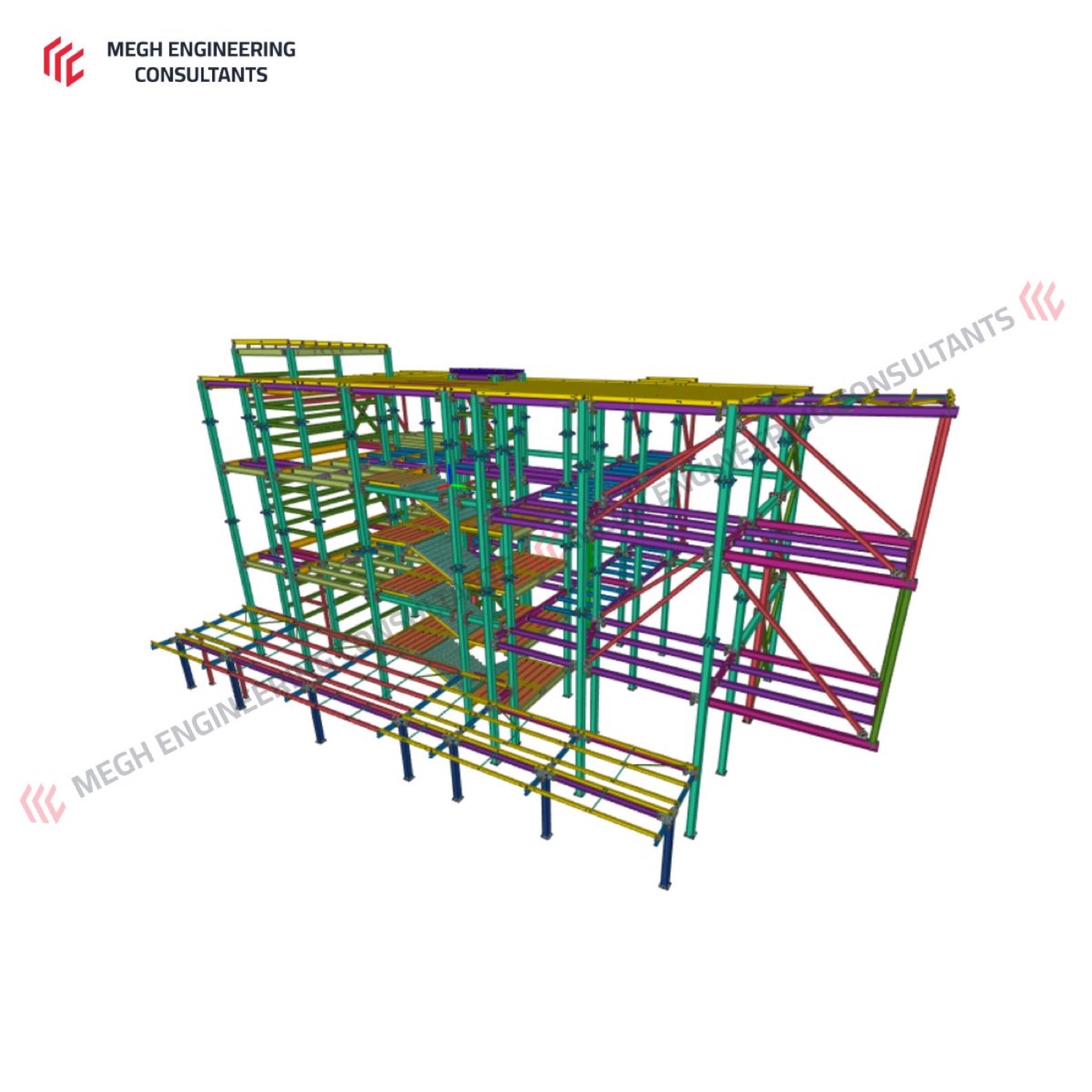 Multi-Level Steel Structure Detailing — 260 MT — Steel Detailing