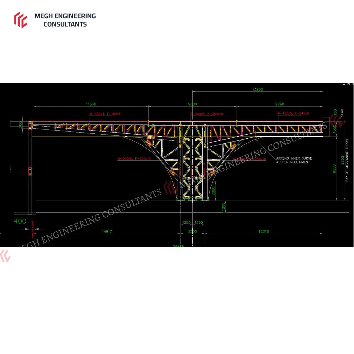 Canopy cross-section — cantilevered profile and member sizing