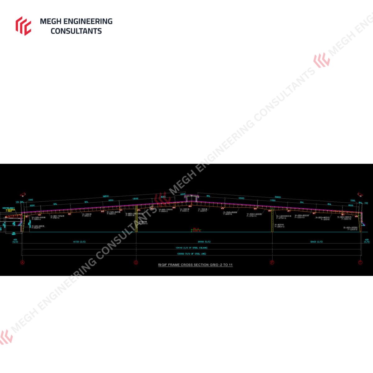 Rigid frame cross-section — grid 2 to 11