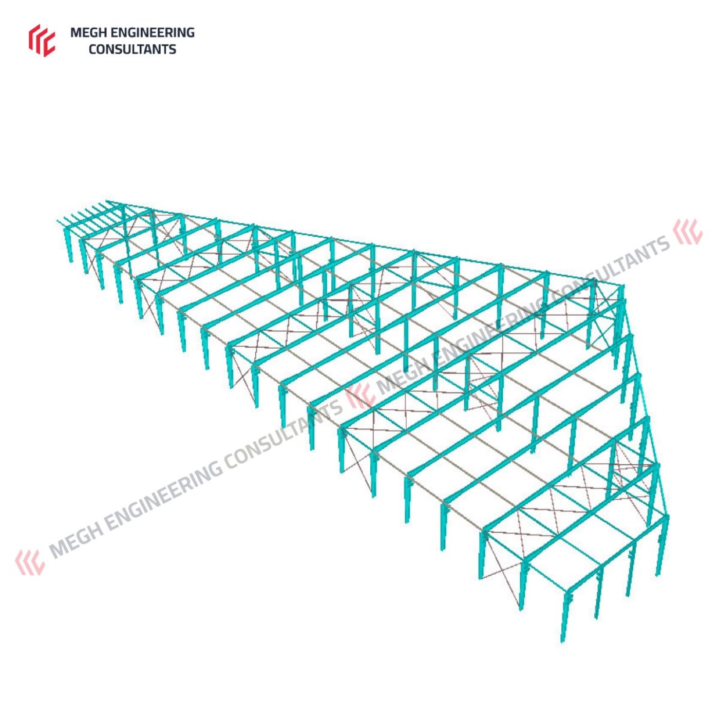 3D structural model — skewed building geometry
