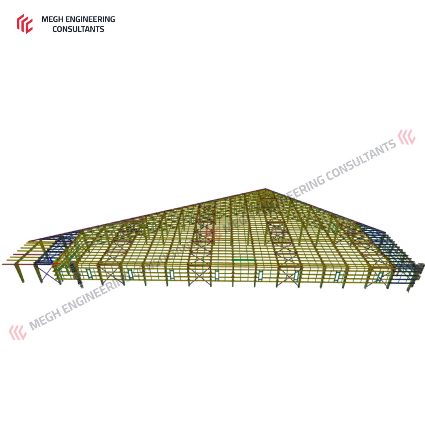 3D structural model — full framing layout
